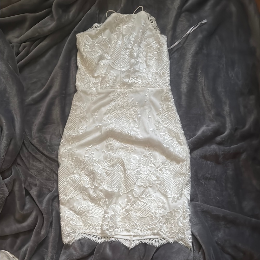 lulu Elegant White Lace Dress